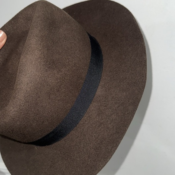 Madewell Biltmore Straight Brim Wool Fedora Hat small medium black ribbon boho - Picture 3 of 4